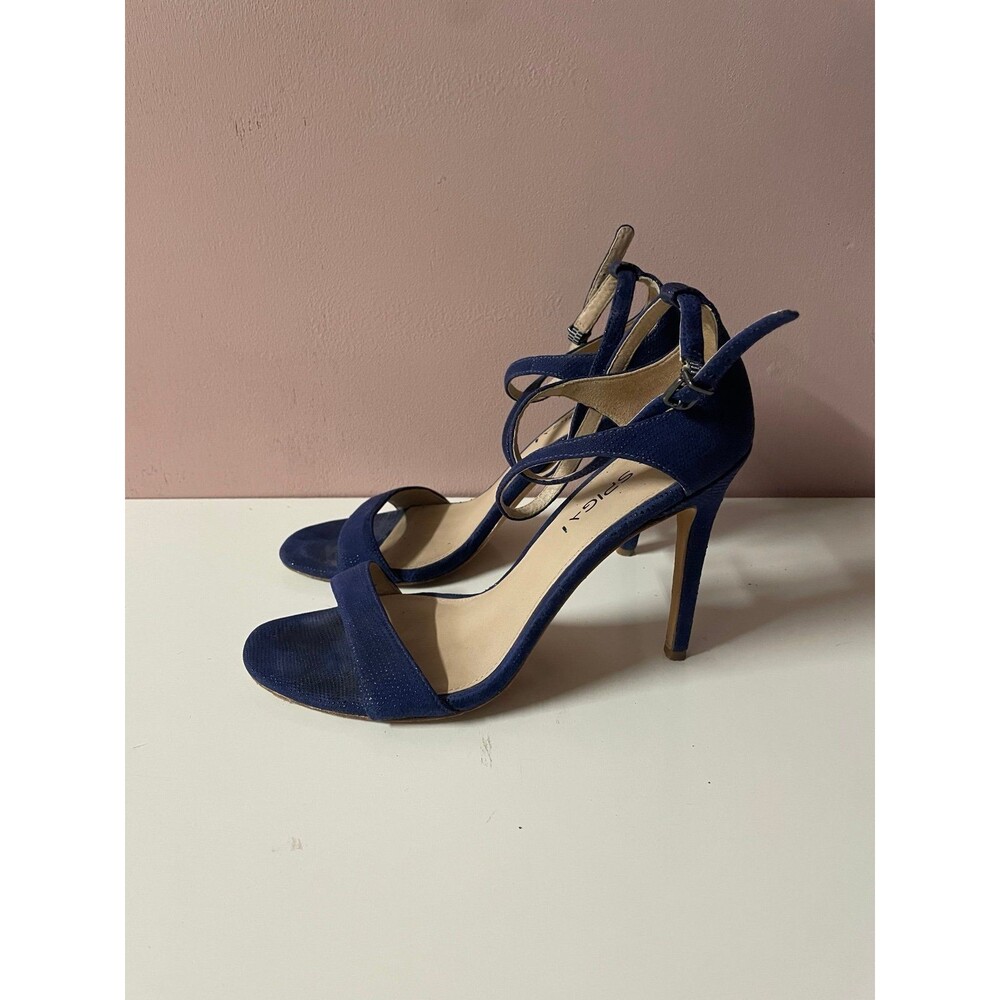 Via Spiga Navy Blue Open Toe Ankle Strap Heels Size 8.5